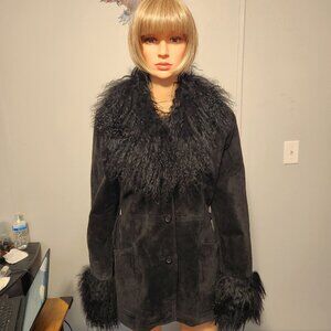 #709 XS suede/Mongoian lamb fur jacket
